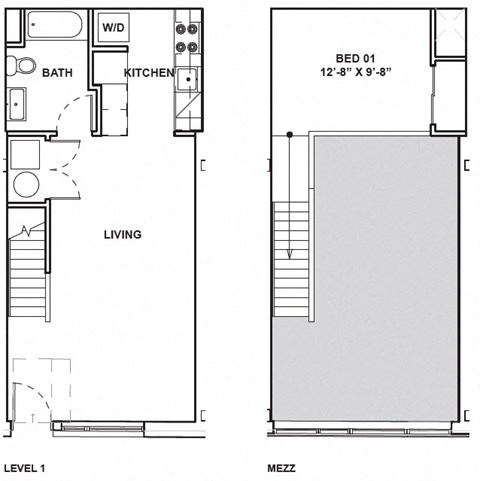 Floor plan for 1 bed, 1 bath, 665 sqft